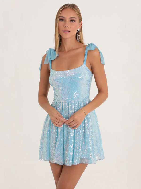 Sexy sequined dress with suspenders BLUE ZONE PLANET