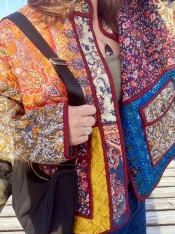 New autumn and winter printed casual loose jacket cotton coat-[Adult]-[Female]-2022 Online Blue Zone Planet