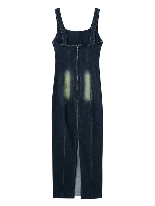 Denim spaghetti strap top deals
