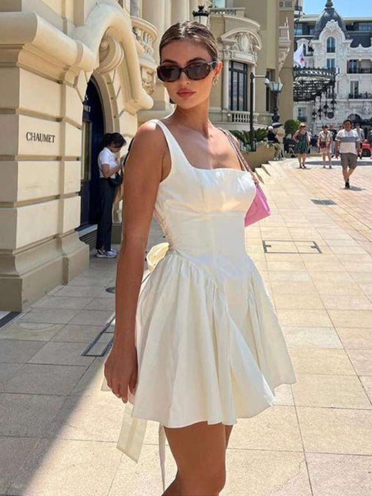 New women's sexy backless strappy bow evening dress BLUE ZONE PLANET