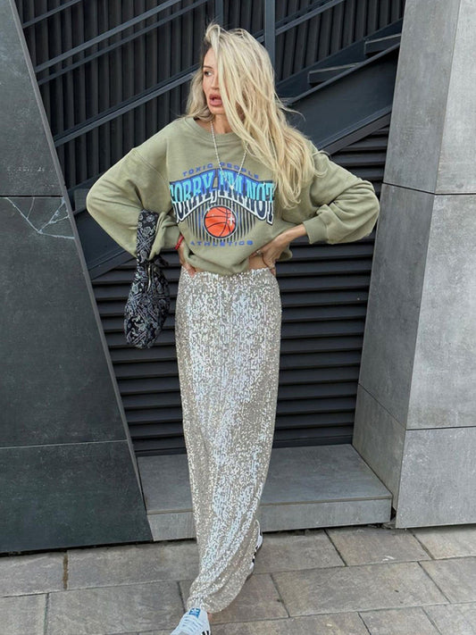 Blue Zone Planet |  street long hottie sequined skirt BLUE ZONE PLANET