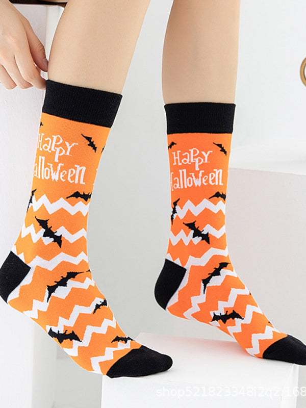 New Trendy Halloween Socks Mid-Tube Skull Vampire Pumpkin Bat Funny Socks-TOPS / DRESSES-[Adult]-[Female]-2022 Online Blue Zone Planet