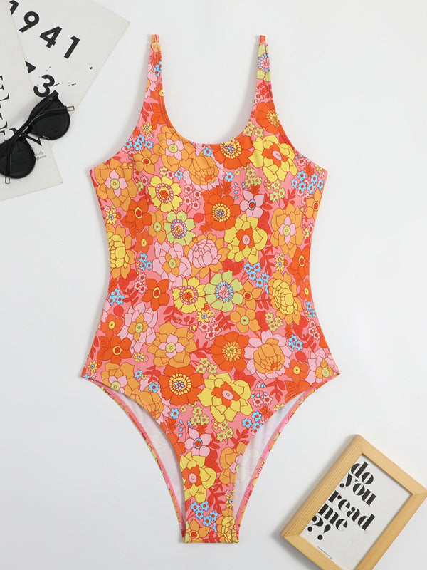 swimwear printed backless one-piece triangle swimsuit BLUE ZONE PLANET