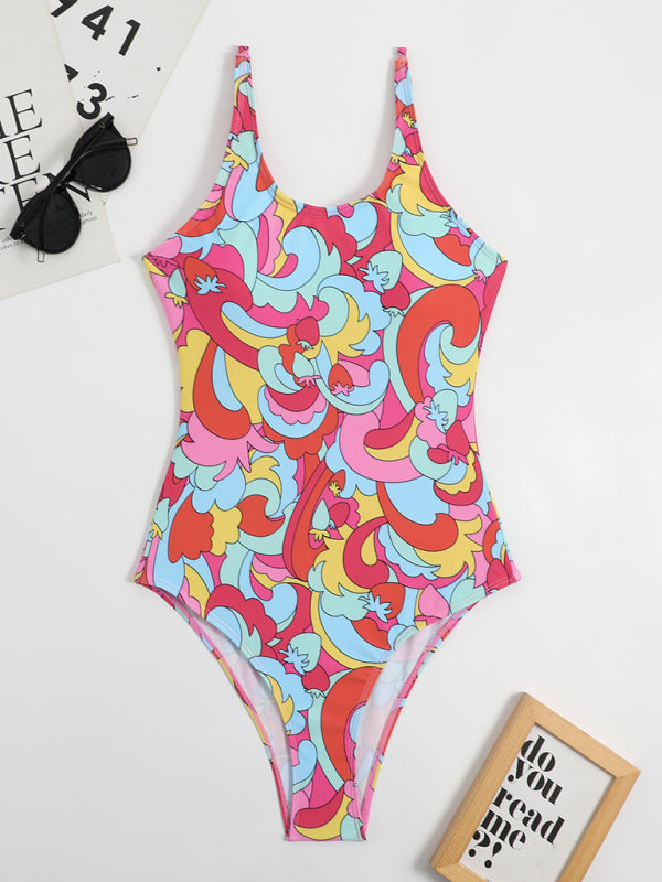 swimwear printed backless one-piece triangle swimsuit BLUE ZONE PLANET