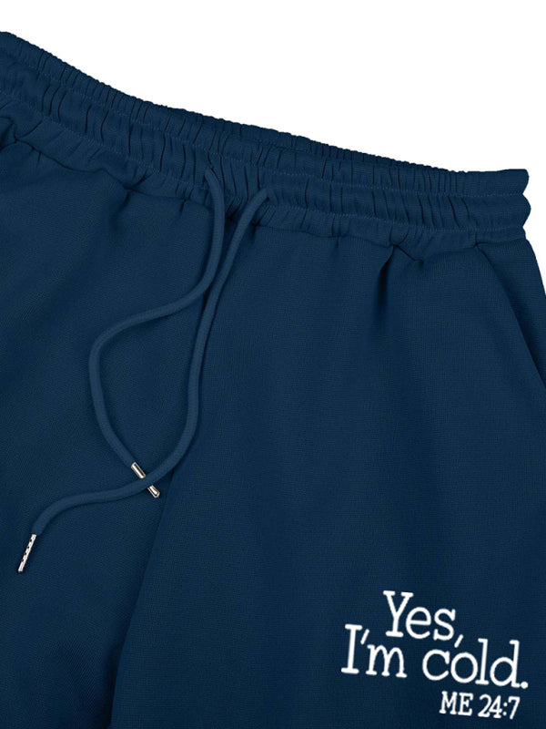 Blue Zone Planet |  velvet sweatshirt hooded letter print suit (three-piece set) BLUE ZONE PLANET