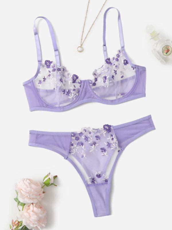 Blue Zone Planet | Sexy see-through floral lingerie set-TOPS / DRESSES-[Adult]-[Female]-2022 Online Blue Zone Planet