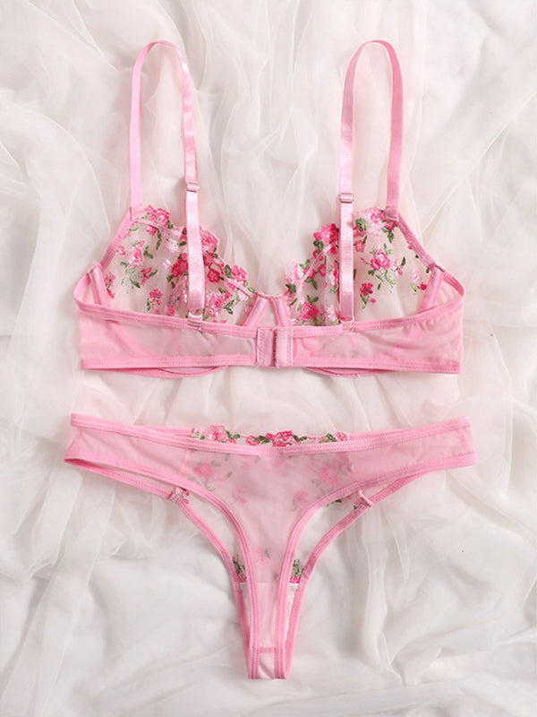 Blue Zone Planet | Sexy see-through floral lingerie set-TOPS / DRESSES-[Adult]-[Female]-2022 Online Blue Zone Planet