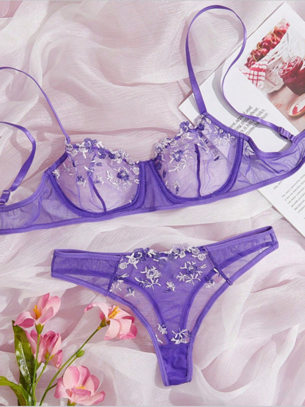 Blue Zone Planet | Sexy see-through floral lingerie set-TOPS / DRESSES-[Adult]-[Female]-2022 Online Blue Zone Planet