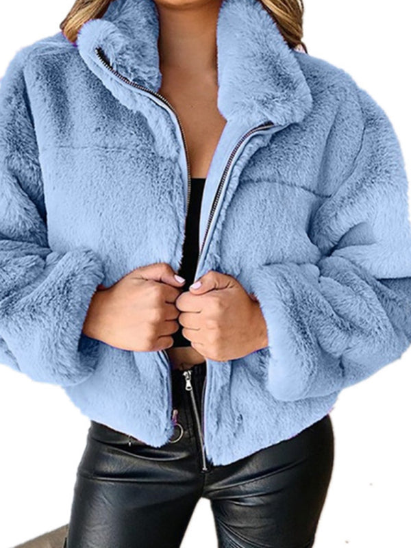 zipper cardigan plush warm jacket kakaclo