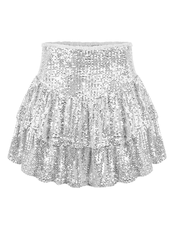 Blue Zone Planet |  Sequin Double Layer Pleated Mini Skirt BLUE ZONE PLANET