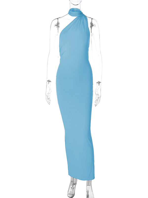 Feminine backless pleated slim fit sleeveless dress-[Adult]-[Female]-2022 Online Blue Zone Planet