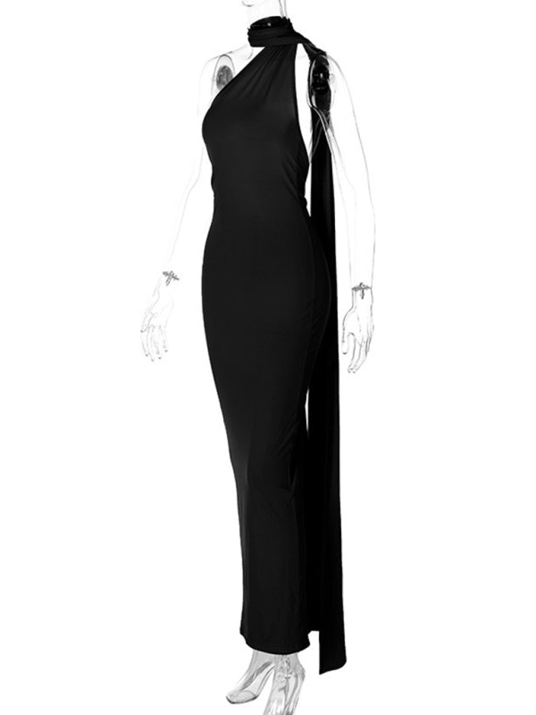 Feminine backless pleated slim fit sleeveless dress-[Adult]-[Female]-2022 Online Blue Zone Planet