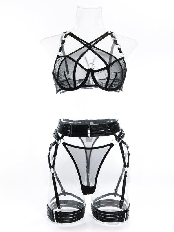 Adult erotic hollow backless suit Lingerie Sets BLUE ZONE PLANET