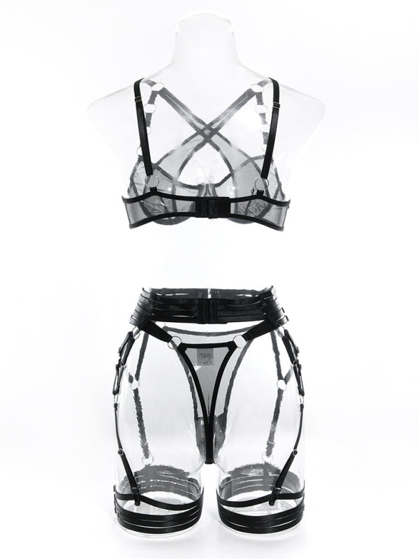 Adult erotic hollow backless suit Lingerie Sets BLUE ZONE PLANET