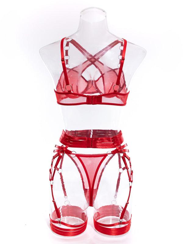 Adult erotic hollow backless suit Lingerie Sets BLUE ZONE PLANET