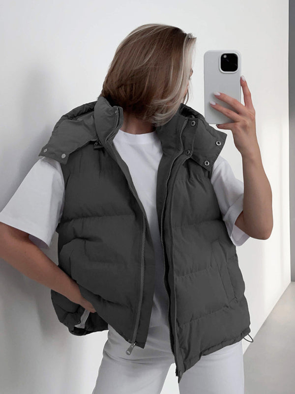 sleeveless hooded down cotton vest jacket kakaclo