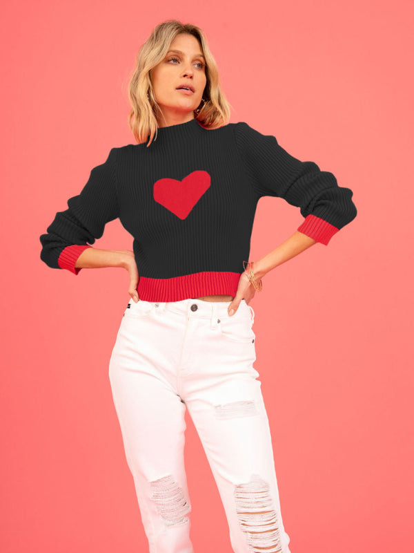 Blue Zone Planet |  Women's Valentine Love Turtleneck Pullover Sweater kakaclo