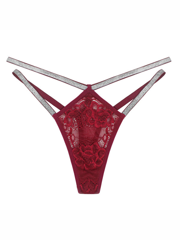 Blue Zone Planet |  New sexy low-waist lace women's underwear, breathable mesh, hollow straps, seamless thong kakaclo