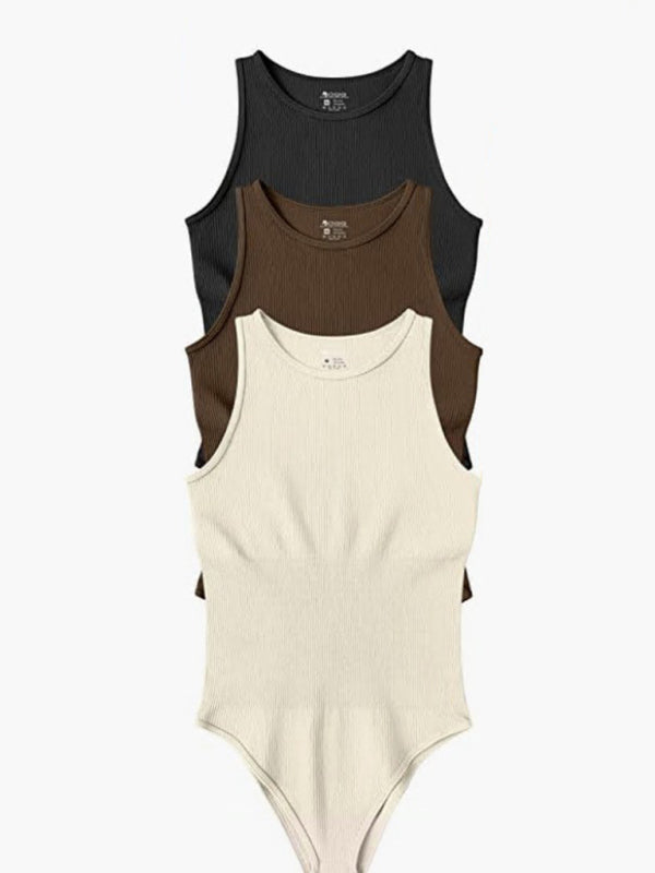 women‘s round neck sleeveless bodysuit kakaclo