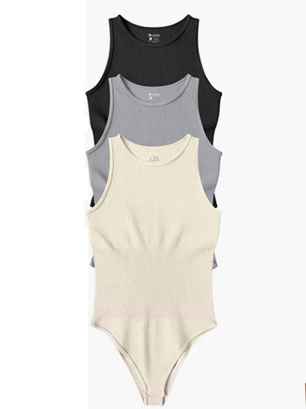 women‘s round neck sleeveless bodysuit kakaclo