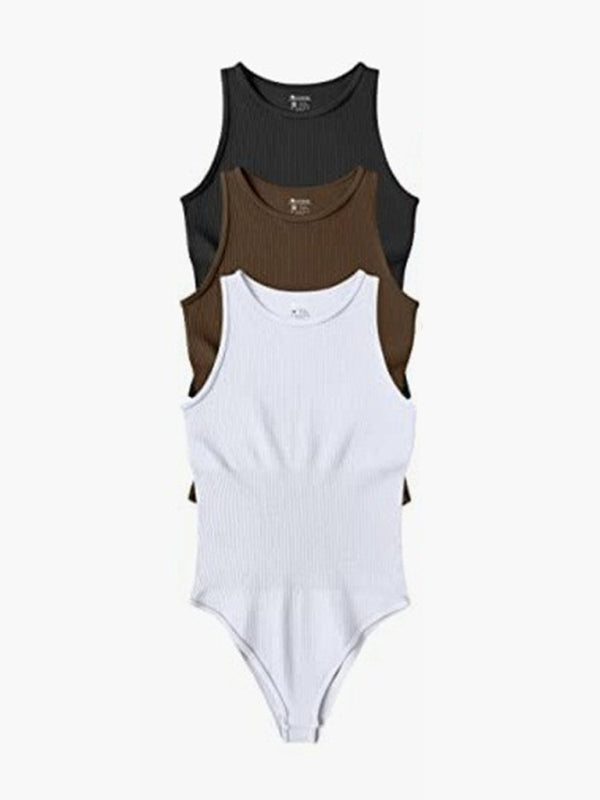 women‘s round neck sleeveless bodysuit kakaclo