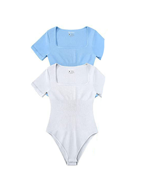 square collar short sleeves bodysuit BLUE ZONE PLANET