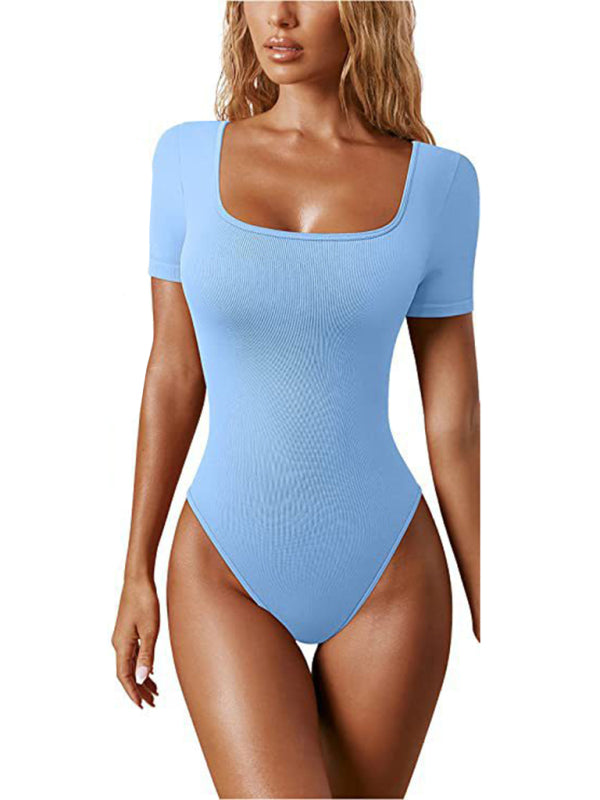 square collar short sleeves bodysuit BLUE ZONE PLANET