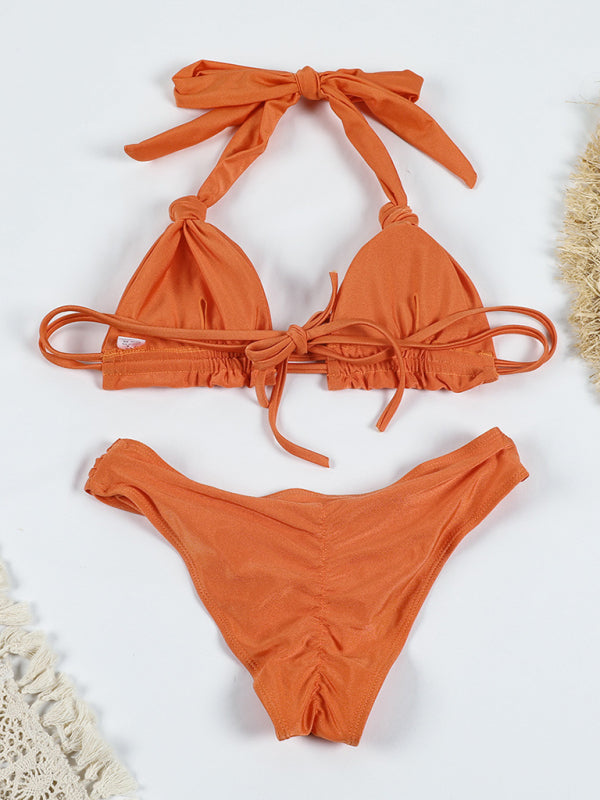 Blue Zone Planet |  New solid color knotted sexy strap bikini BLUE ZONE PLANET
