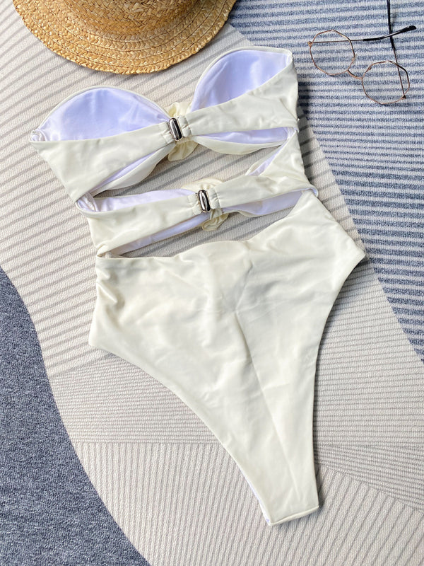solid color three-dimensional flower one-piece swimsuit BLUE ZONE PLANET