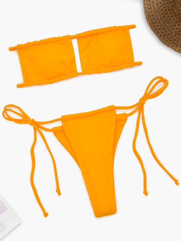 Blue Zone Planet |  one-piece swimsuit solid color bikini set BLUE ZONE PLANET