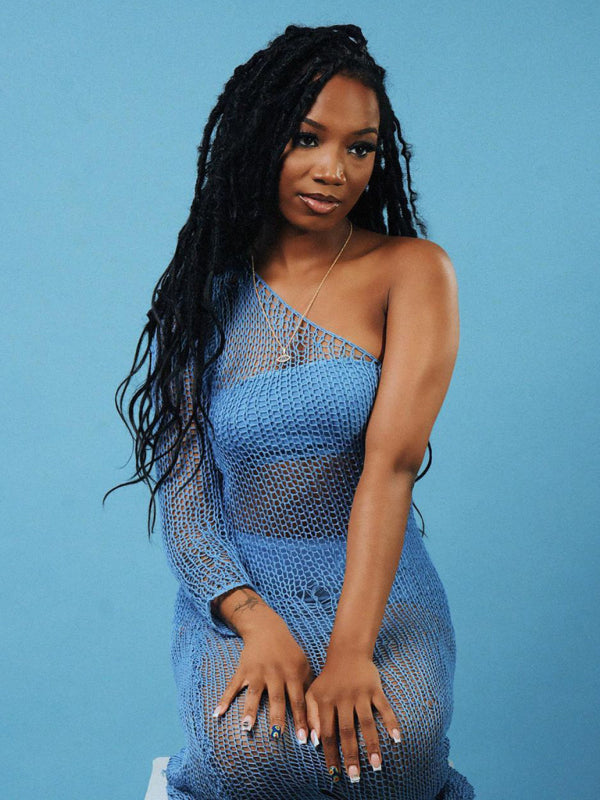 Blue Zone Planet |  Beach vacation knitted cut out maxi dress BLUE ZONE PLANET