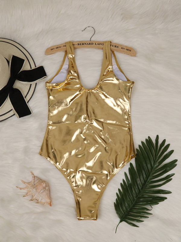 Blue Zone Planet |  New reflective gold and silver one-piece swimsuits and split swimsuits BLUE ZONE PLANET