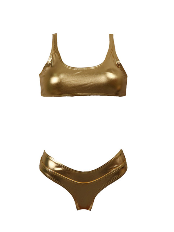 Blue Zone Planet |  New reflective gold and silver one-piece swimsuits and split swimsuits BLUE ZONE PLANET