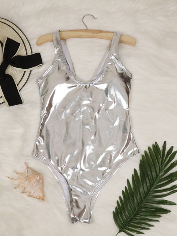 Blue Zone Planet |  New reflective gold and silver one-piece swimsuits and split swimsuits BLUE ZONE PLANET
