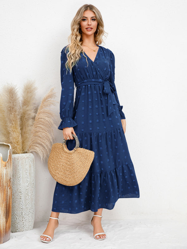 Mia's Belted Midi Dress with Flowing Hem BLUE ZONE PLANET