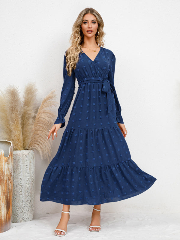Mia's Belted Midi Dress with Flowing Hem BLUE ZONE PLANET