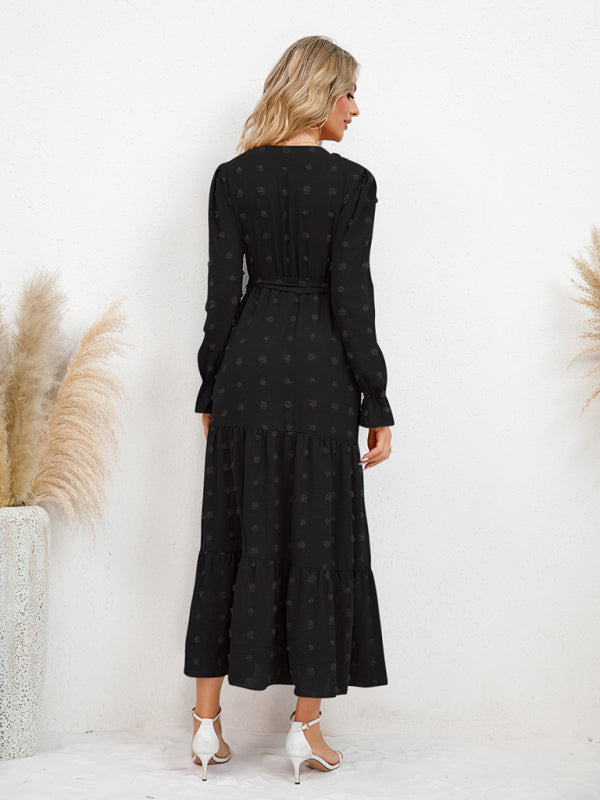 Mia's Belted Midi Dress with Flowing Hem BLUE ZONE PLANET