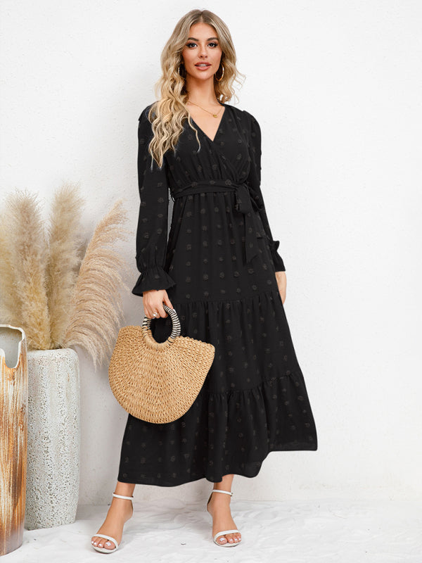Mia's Belted Midi Dress with Flowing Hem BLUE ZONE PLANET