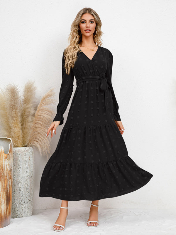Mia's Belted Midi Dress with Flowing Hem BLUE ZONE PLANET