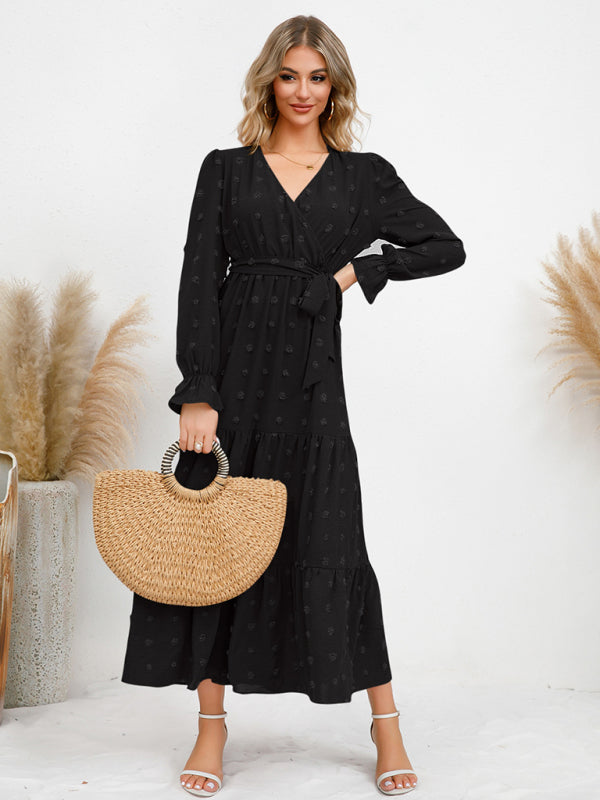 Mia's Belted Midi Dress with Flowing Hem BLUE ZONE PLANET
