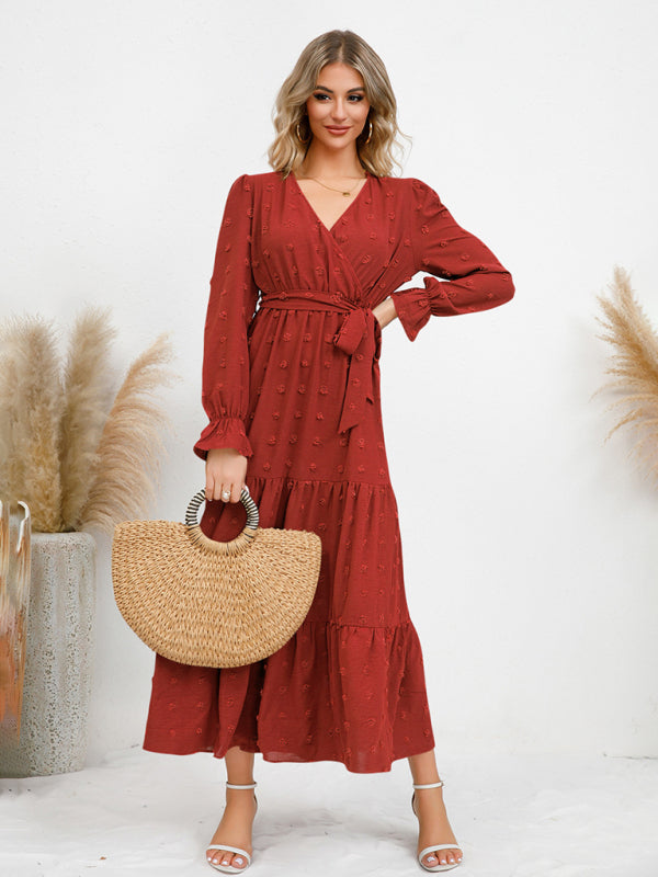 Mia's Belted Midi Dress with Flowing Hem BLUE ZONE PLANET
