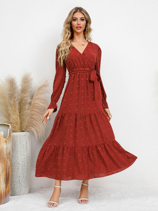 Mia's Belted Midi Dress with Flowing Hem BLUE ZONE PLANET