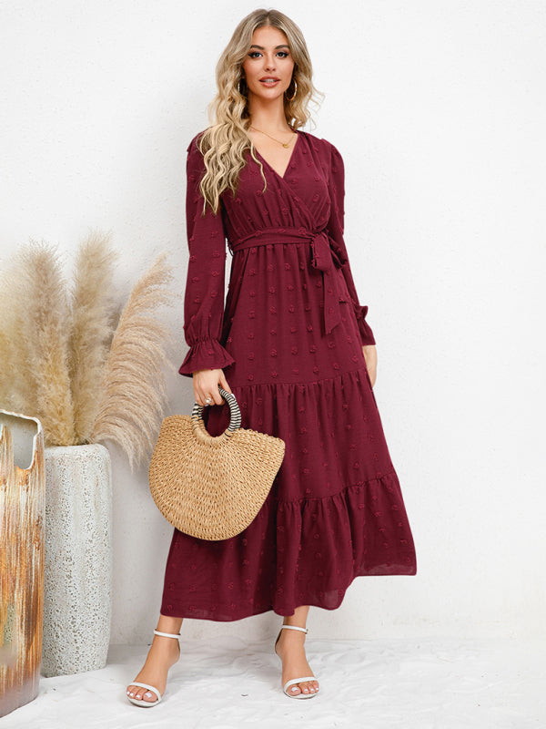 Mia's Belted Midi Dress with Flowing Hem BLUE ZONE PLANET