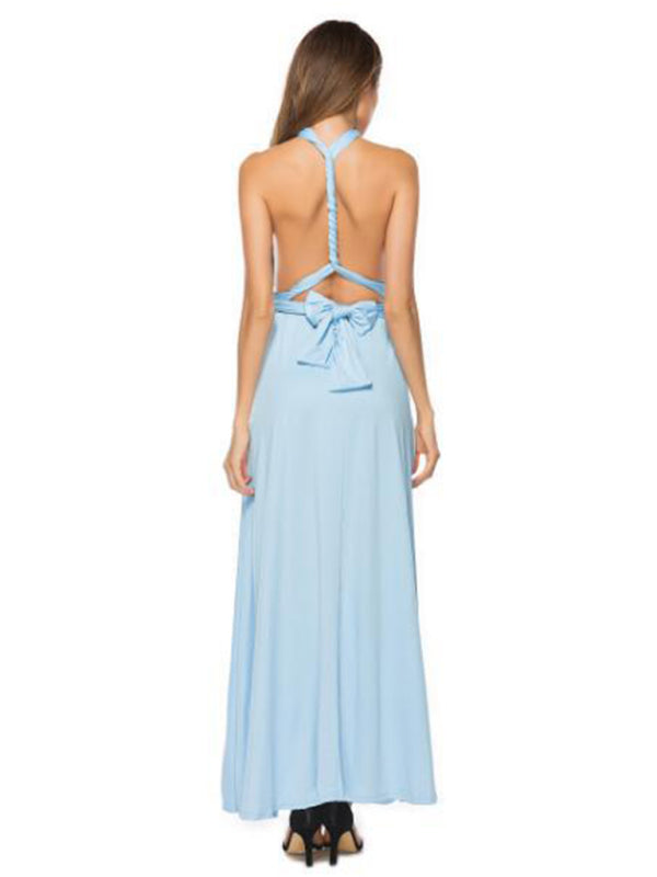 Multi-wear Fado rope cross backless sexy maxi bandage dress BLUE ZONE PLANET