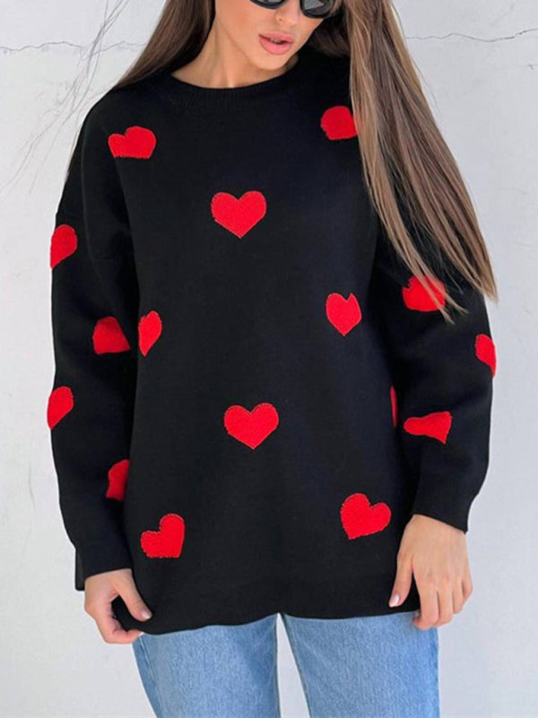 Blue Zone Planet |  New Women's Valentine's Day Love Round Neck Loose Casual Thickened Sweater kakaclo