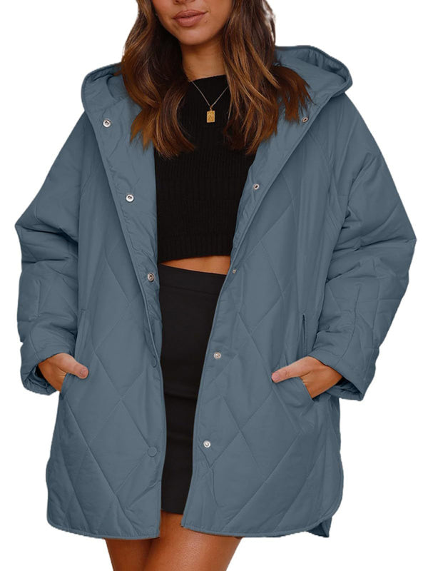 oversize Loose Hooded Quilted Jacket kakaclo