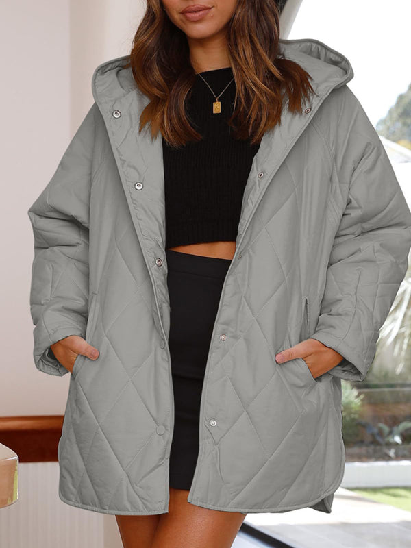 oversize Loose Hooded Quilted Jacket kakaclo