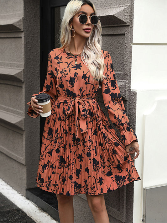Blue Zone Planet |  V-neck long-sleeved printed dress BLUE ZONE PLANET