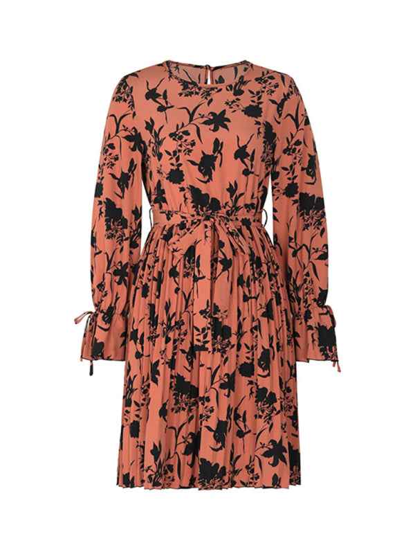Blue Zone Planet |  V-neck long-sleeved printed dress BLUE ZONE PLANET