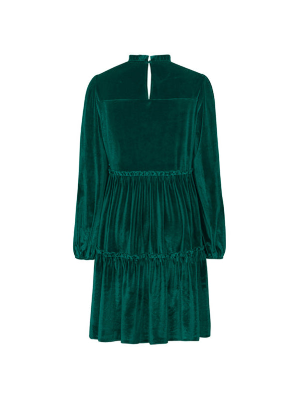 Zoe's Green Velvet Long Sleeve Mini Dress BLUE ZONE PLANET